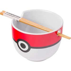 Pokemon Ramen Bowl w/Chopsticks Pokeball Ceramic Anime Gift 20 oz